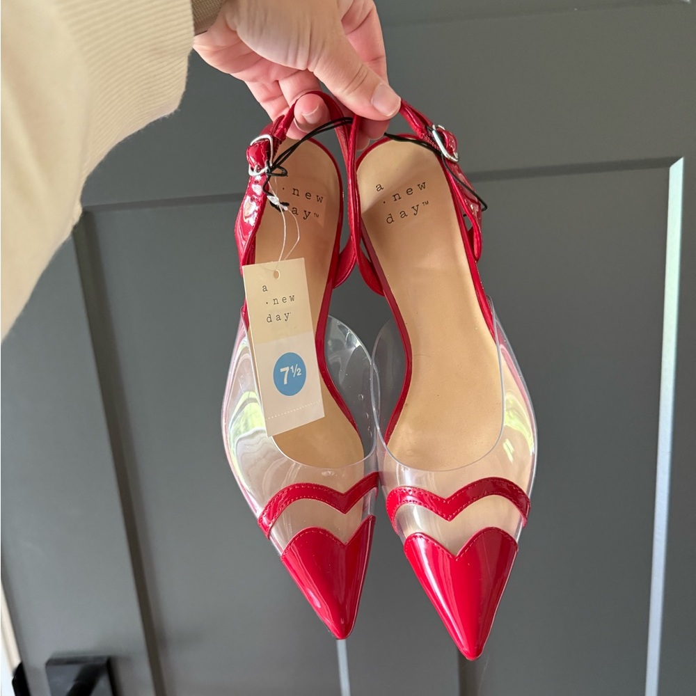 ☀️Target A New Day Red and Clear Eleanor Heels NWT- multiple sizes available! - Picture 1 of 4